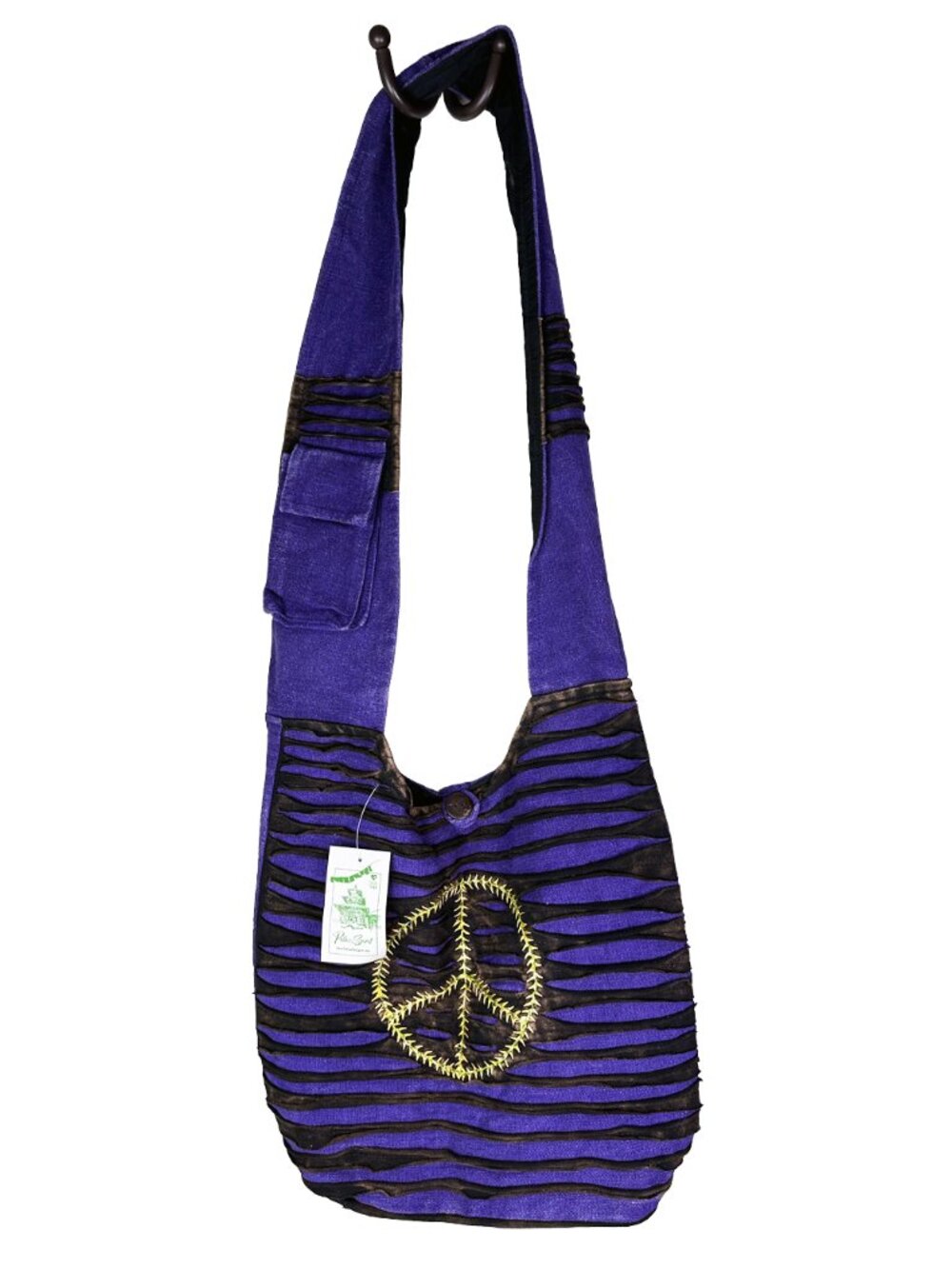 NWT Boho Patchwork Purple Monk Peace Bag Nepal